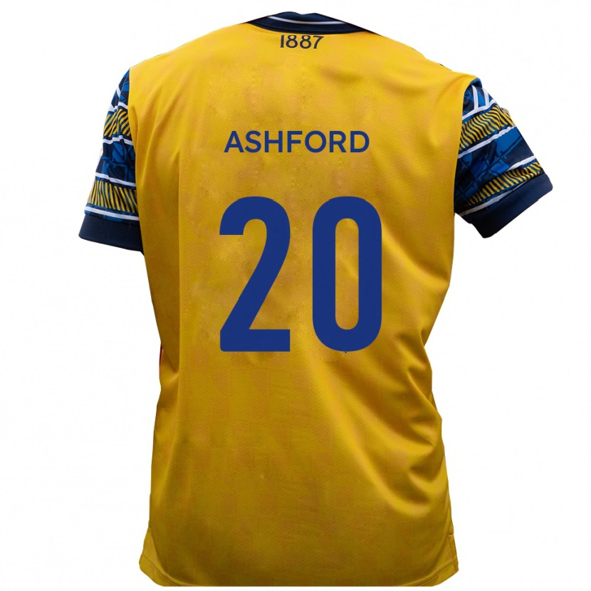 Danxen Heren Sam Ashford #20 Geel Zwart Uitshirt Uittenue 2025/26 T-Shirt