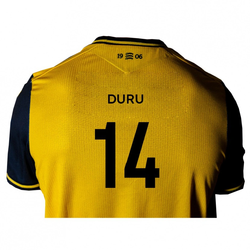 Danxen Heren Chinedu Duru #14 Geel Zwart Uitshirt Uittenue 2025/26 T-Shirt