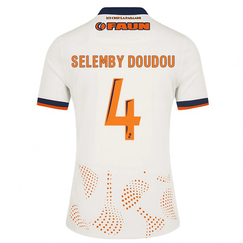 Danxen Heren Destin Selemby Doudou #4 Wit Oranje Uitshirt Uittenue 2025/26 T-Shirt