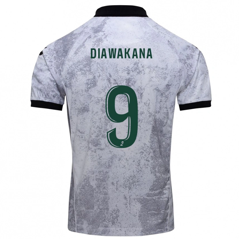 Danxen Heren Malik Diawakana #9 Wit Zwart Uitshirt Uittenue 2025/26 T-Shirt