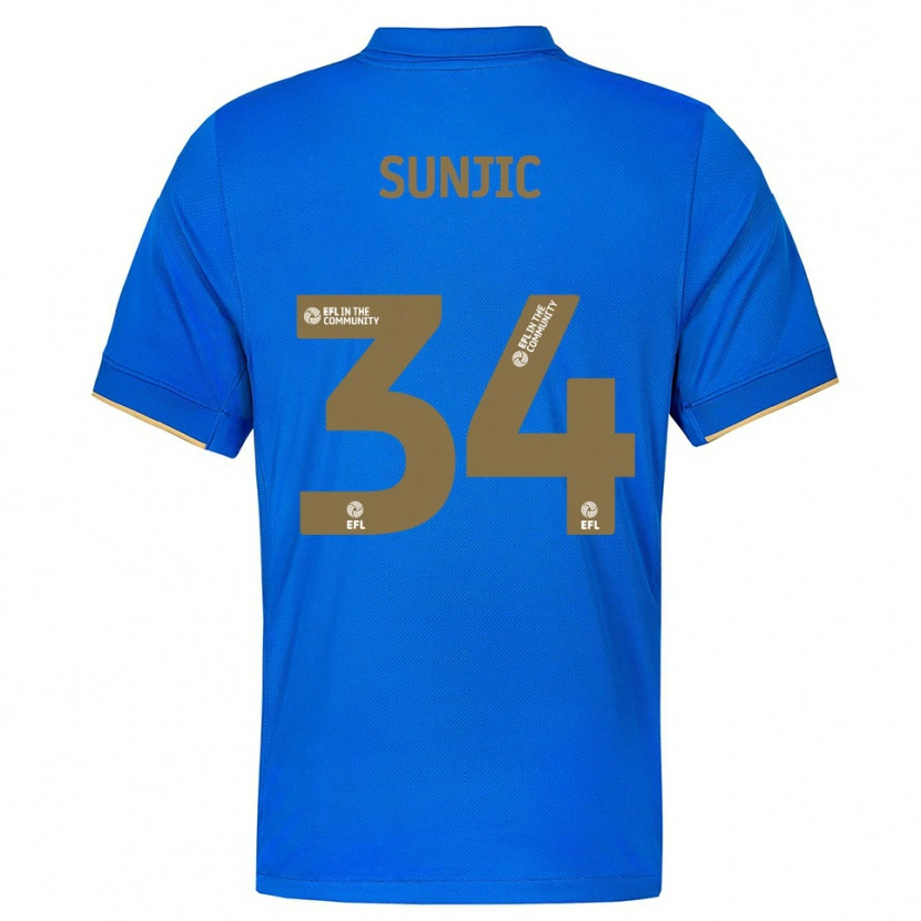 Danxen Dames Ivan Sunjic #34 Blauw Goud Thuisshirt Thuistenue 2025/26 T-Shirt