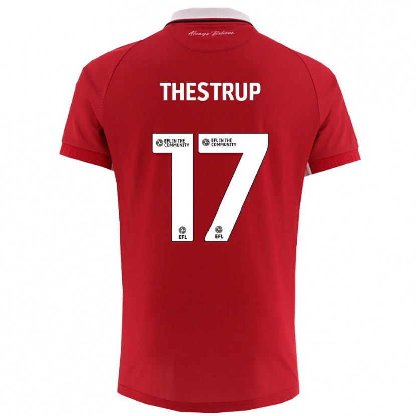 Danxen Dames Amalie Thestrup #17 Rood Wit Thuisshirt Thuistenue 2025/26 T-Shirt