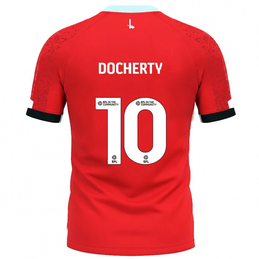 Danxen Dames Greg Docherty #10 Rood Wit Thuisshirt Thuistenue 2025/26 T-Shirt