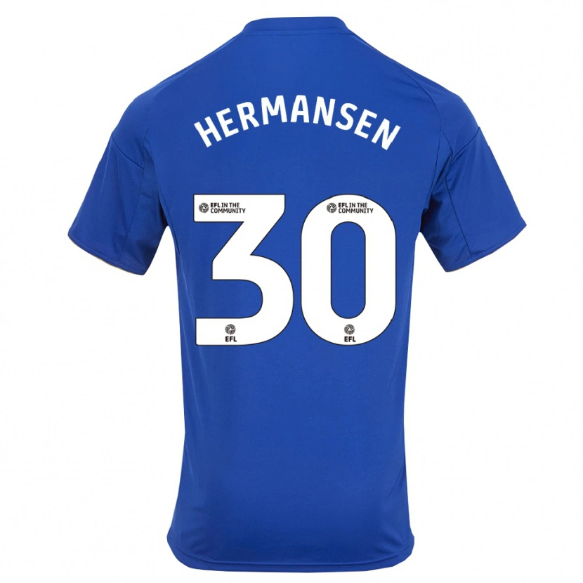 Danxen Dames Mads Hermansen #30 Blauw Goud Thuisshirt Thuistenue 2025/26 T-Shirt