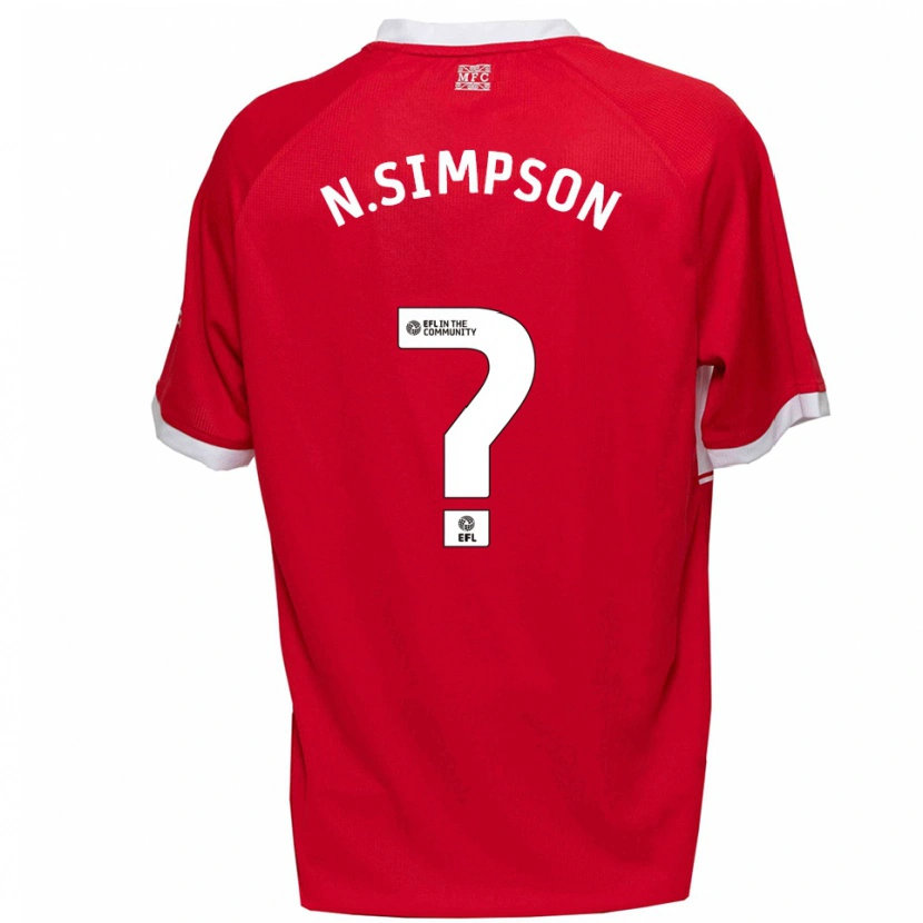 Danxen Dames Nathan Simpson #0 Rood Wit Thuisshirt Thuistenue 2025/26 T-Shirt