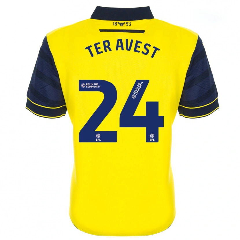 Danxen Dames Hidde Ter Avest #24 Geel Marine Thuisshirt Thuistenue 2025/26 T-Shirt
