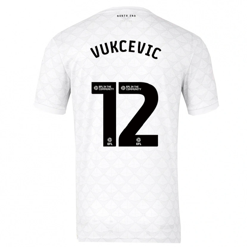 Danxen Dames Andrija Vukcevic #12 Wit Rood Thuisshirt Thuistenue 2025/26 T-Shirt