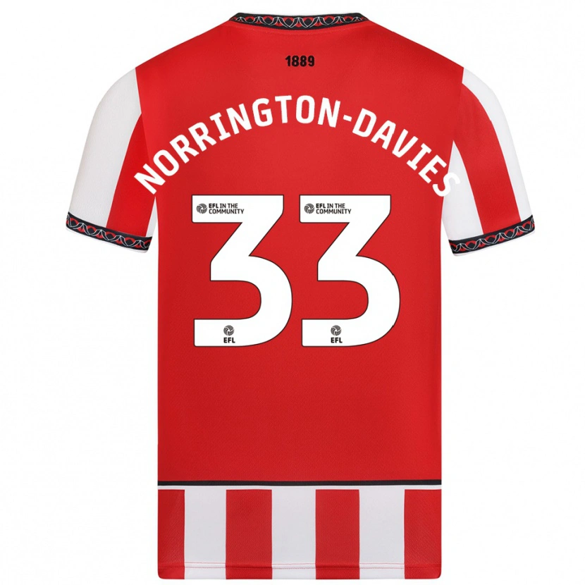 Danxen Dames Rhys Norrington-Davies #33 Rood Wit Thuisshirt Thuistenue 2025/26 T-Shirt