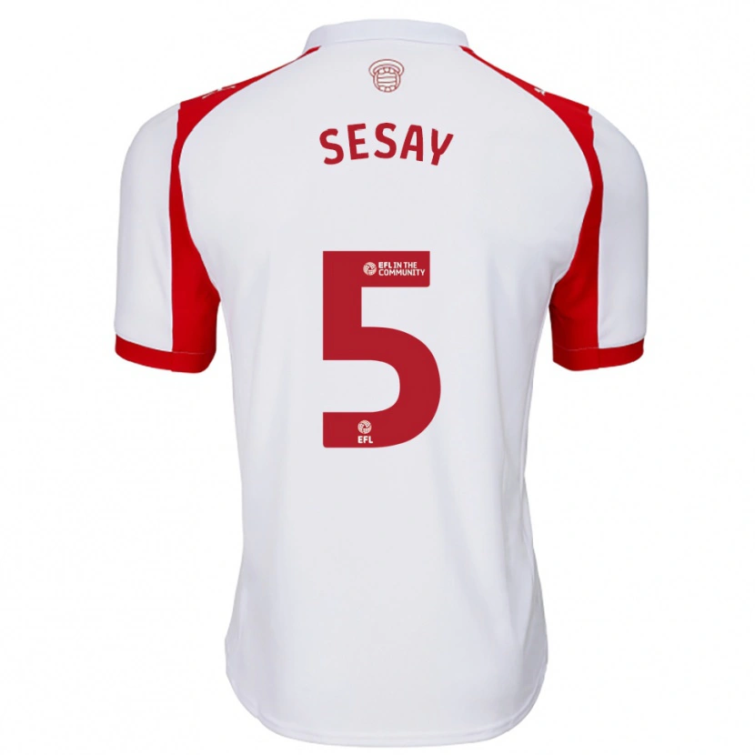Danxen Dames Moses Sesay #5 Wit Rood Thuisshirt Thuistenue 2025/26 T-Shirt