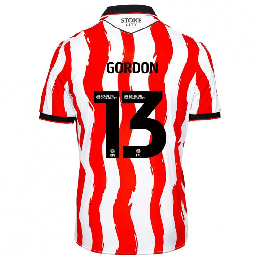 Danxen Dames Jonathon Gordon #13 Wit Rood Thuisshirt Thuistenue 2025/26 T-Shirt