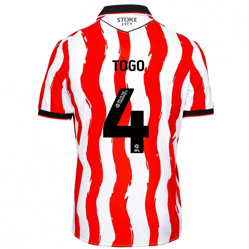 Danxen Dames Ian Togo #4 Wit Rood Thuisshirt Thuistenue 2025/26 T-Shirt