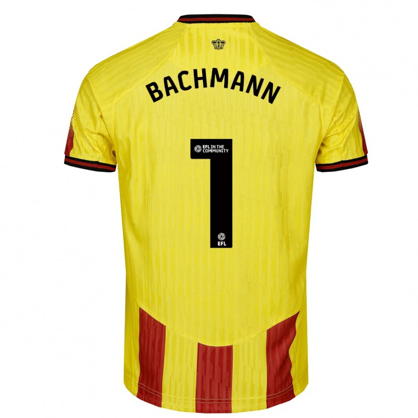 Danxen Dames Daniel Bachmann #1 Geel Rood Thuisshirt Thuistenue 2025/26 T-Shirt