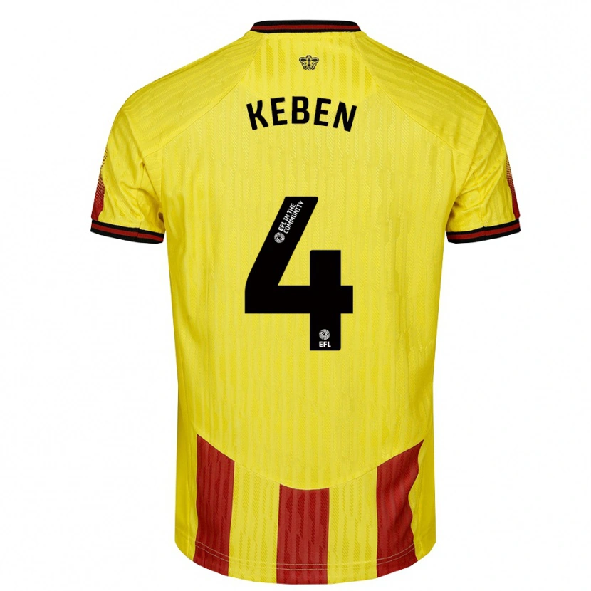 Danxen Dames Kévin Keben #4 Geel Rood Thuisshirt Thuistenue 2025/26 T-Shirt