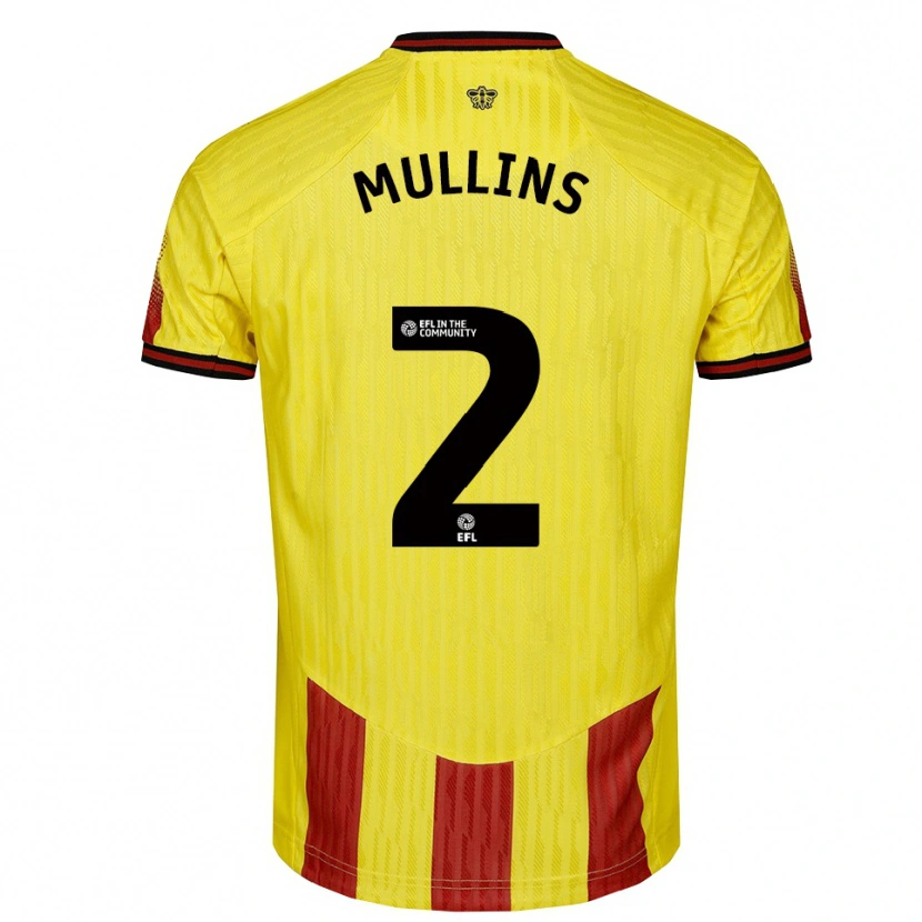 Danxen Dames Joshua Mullins #2 Geel Rood Thuisshirt Thuistenue 2025/26 T-Shirt