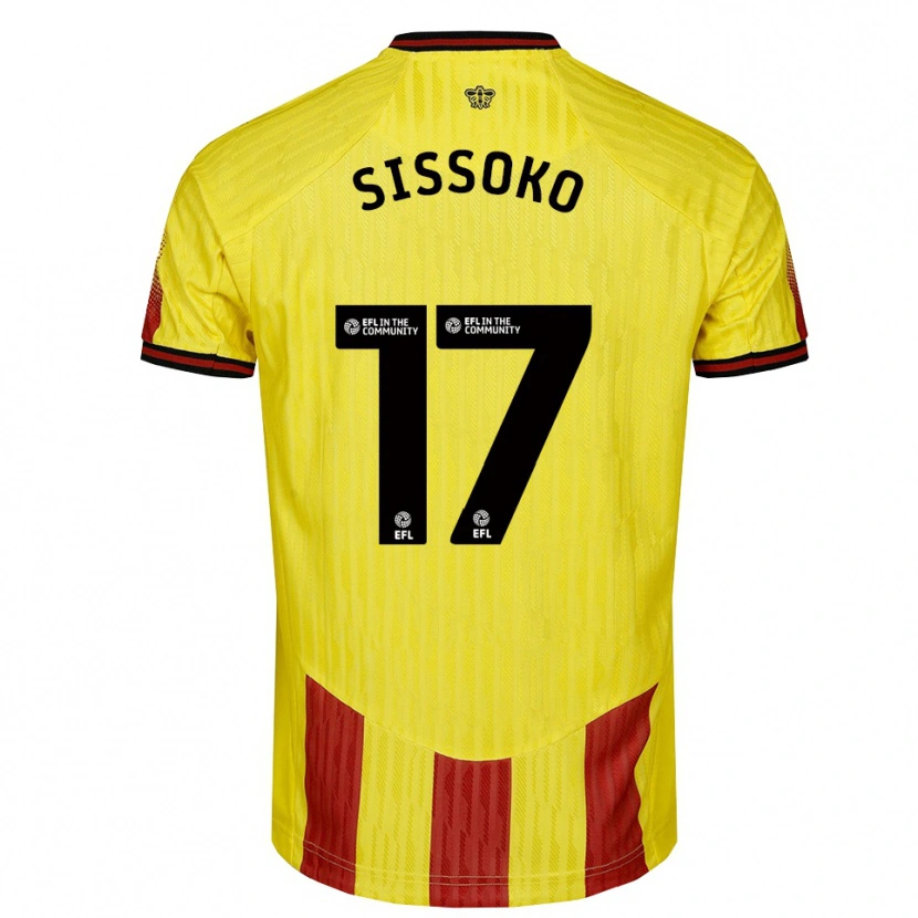 Danxen Dames Moussa Sissoko #17 Geel Rood Thuisshirt Thuistenue 2025/26 T-Shirt
