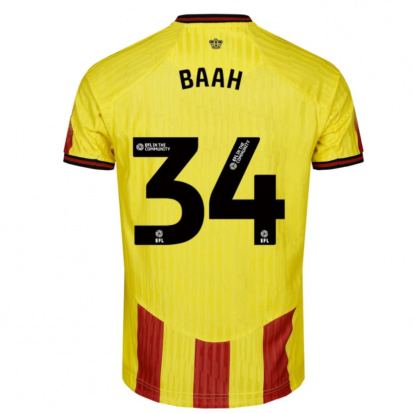 Danxen Dames Kwadwo Baah #34 Geel Rood Thuisshirt Thuistenue 2025/26 T-Shirt