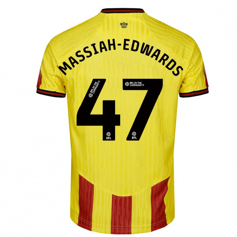 Danxen Dames Zavier Massiah-Edwards #47 Geel Rood Thuisshirt Thuistenue 2025/26 T-Shirt