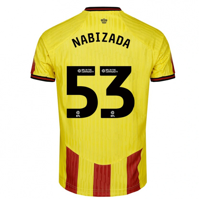 Danxen Dames Amin Nabizada #53 Geel Rood Thuisshirt Thuistenue 2025/26 T-Shirt