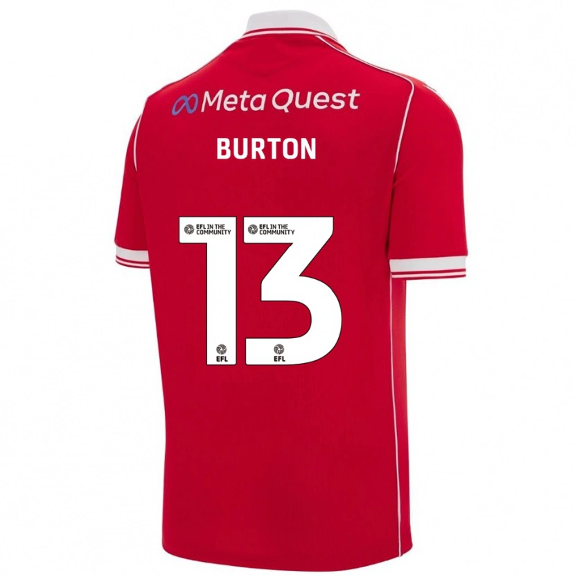 Danxen Dames Callum Burton #13 Rood Wit Thuisshirt Thuistenue 2025/26 T-Shirt