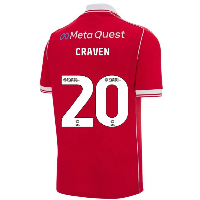 Danxen Dames Lizzie Craven #20 Rood Wit Thuisshirt Thuistenue 2025/26 T-Shirt