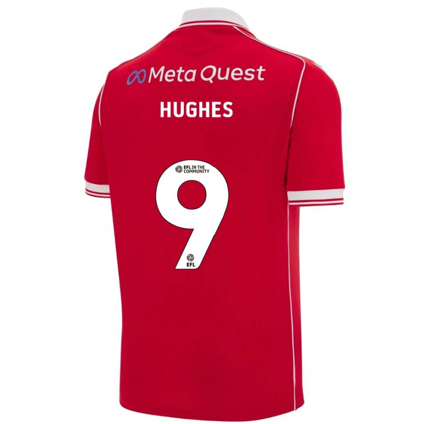 Danxen Dames Rosie Hughes #9 Rood Wit Thuisshirt Thuistenue 2025/26 T-Shirt
