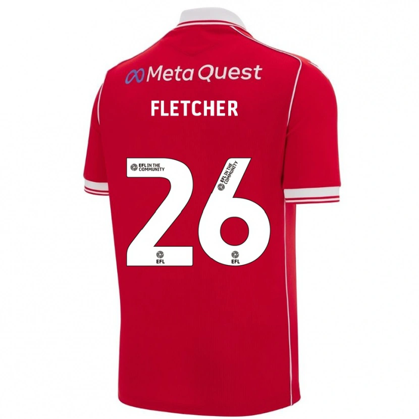 Danxen Dames Steven Fletcher #26 Rood Wit Thuisshirt Thuistenue 2025/26 T-Shirt