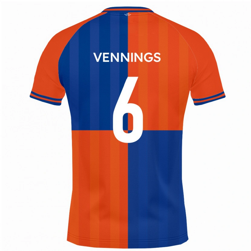 Danxen Dames James Vennings #6 Oranje Koningsblauw Thuisshirt Thuistenue 2025/26 T-Shirt