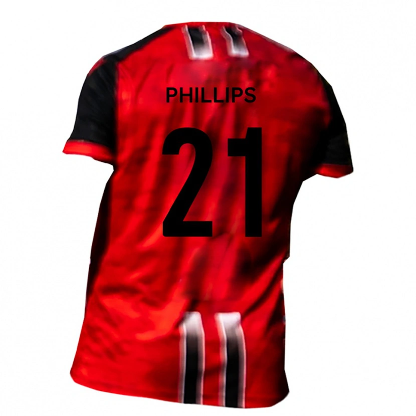 Danxen Dames Leon Phillips #21 Rood Zwart Thuisshirt Thuistenue 2025/26 T-Shirt