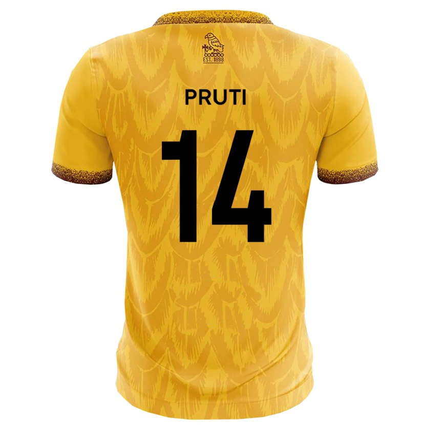 Danxen Dames Edon Pruti #14 Geel Bruin Thuisshirt Thuistenue 2025/26 T-Shirt
