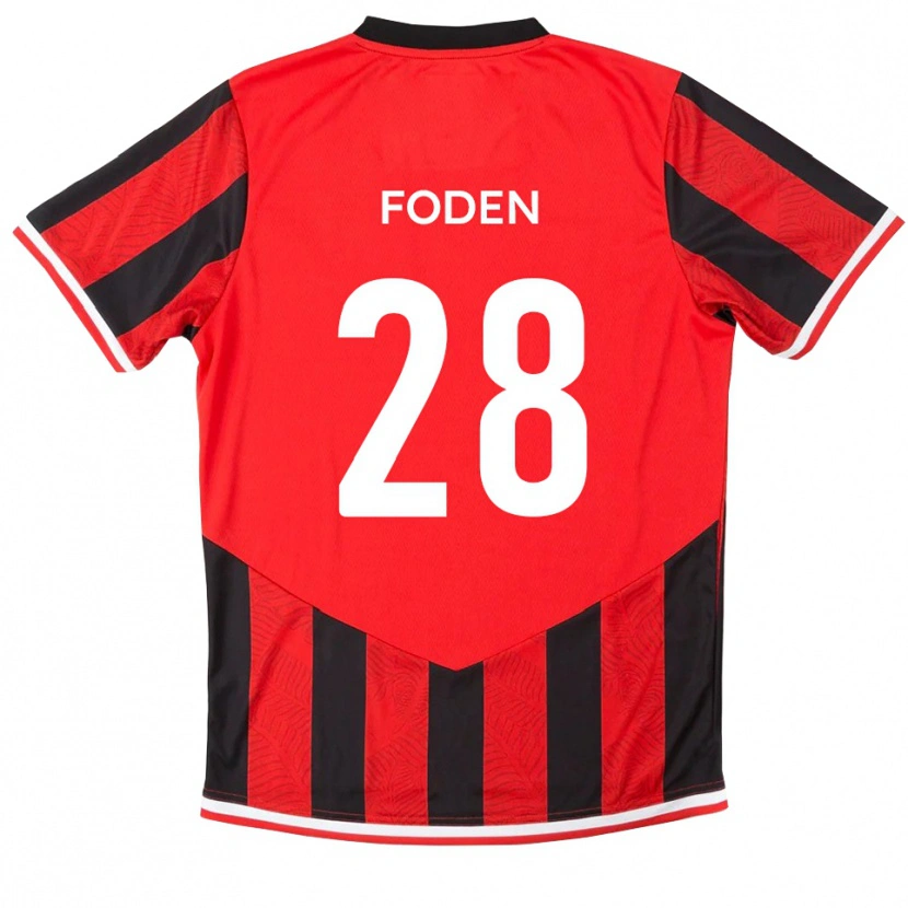 Danxen Dames Daniel Foden #28 Rood Zwart Thuisshirt Thuistenue 2025/26 T-Shirt