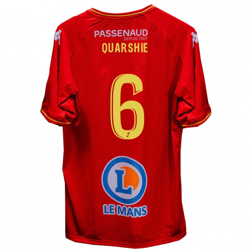 Danxen Dames Edwin Quarshie #6 Rood Geel Thuisshirt Thuistenue 2025/26 T-Shirt