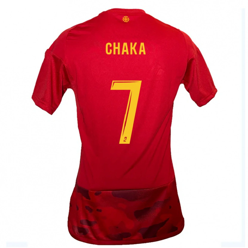 Danxen Dames Kaël Chaka #7 Rood Geel Thuisshirt Thuistenue 2025/26 T-Shirt