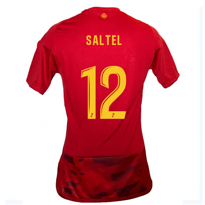 Danxen Dames Maëlle Saltel #12 Rood Geel Thuisshirt Thuistenue 2025/26 T-Shirt