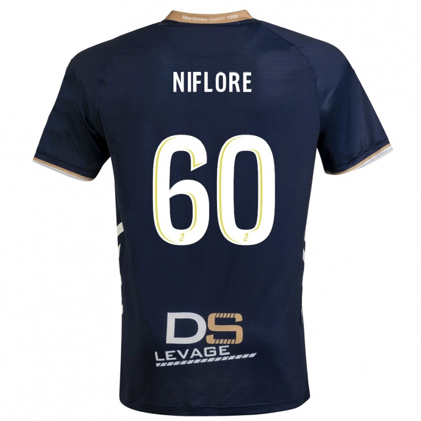 Danxen Dames Mathys Niflore #60 Marine Goud Thuisshirt Thuistenue 2025/26 T-Shirt