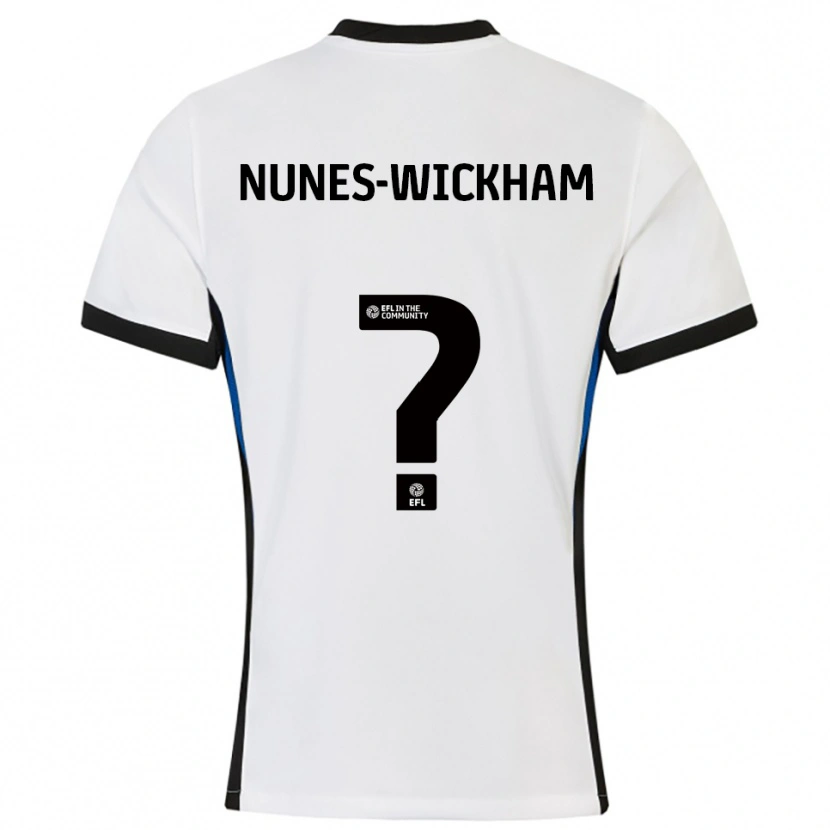 Danxen Dames Jayden Nunes-Wickham #0 Wit Blauw Uitshirt Uittenue 2025/26 T-Shirt