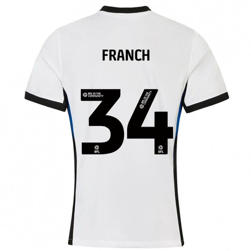 Danxen Dames Adrianna Franch #34 Wit Blauw Uitshirt Uittenue 2025/26 T-Shirt