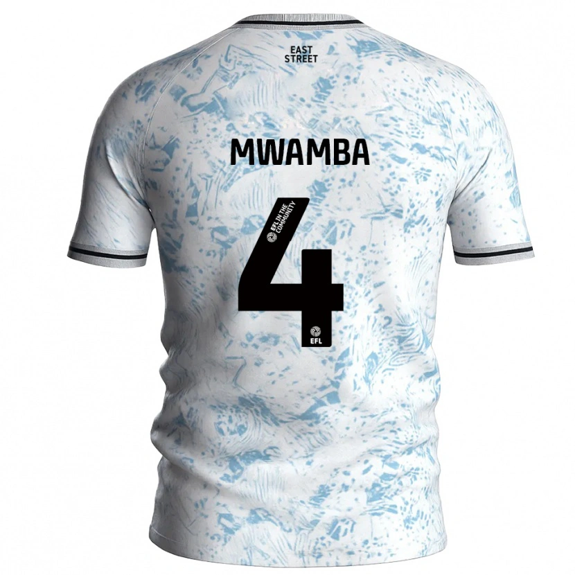 Danxen Dames Alan Mwamba #4 Wit Hemelsblauw Uitshirt Uittenue 2025/26 T-Shirt