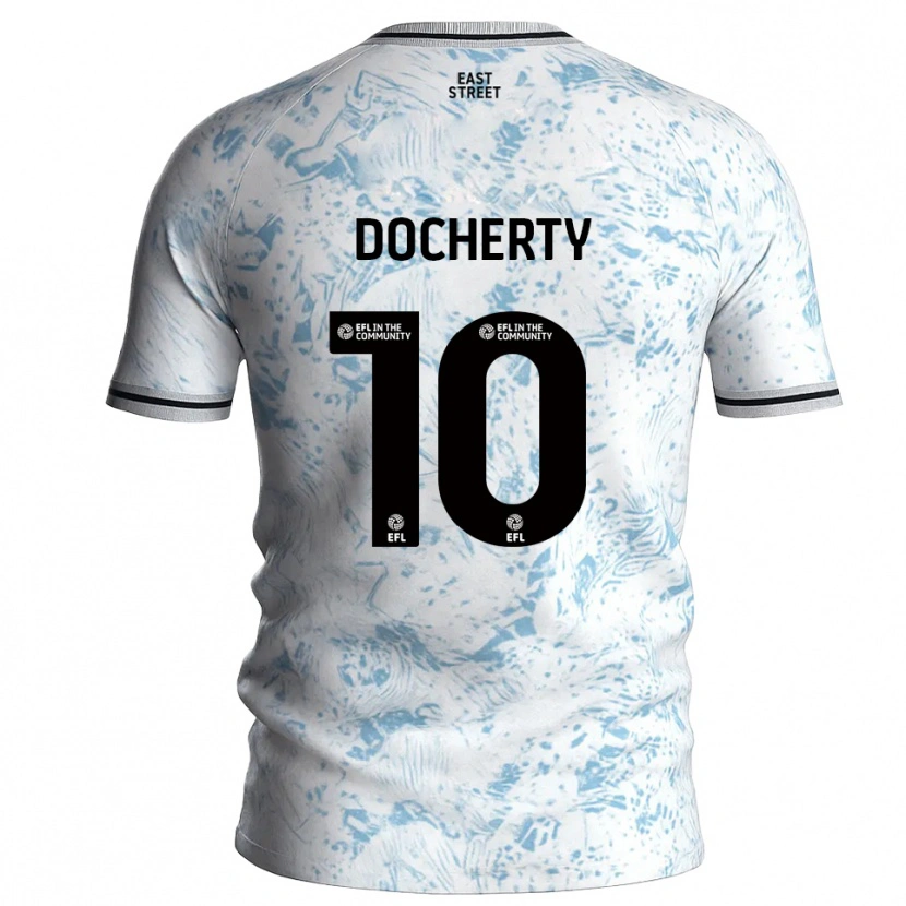 Danxen Dames Greg Docherty #10 Wit Hemelsblauw Uitshirt Uittenue 2025/26 T-Shirt