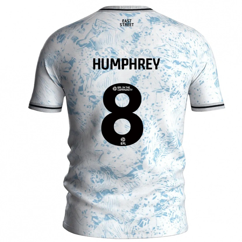 Danxen Dames Carla Humphrey #8 Wit Hemelsblauw Uitshirt Uittenue 2025/26 T-Shirt