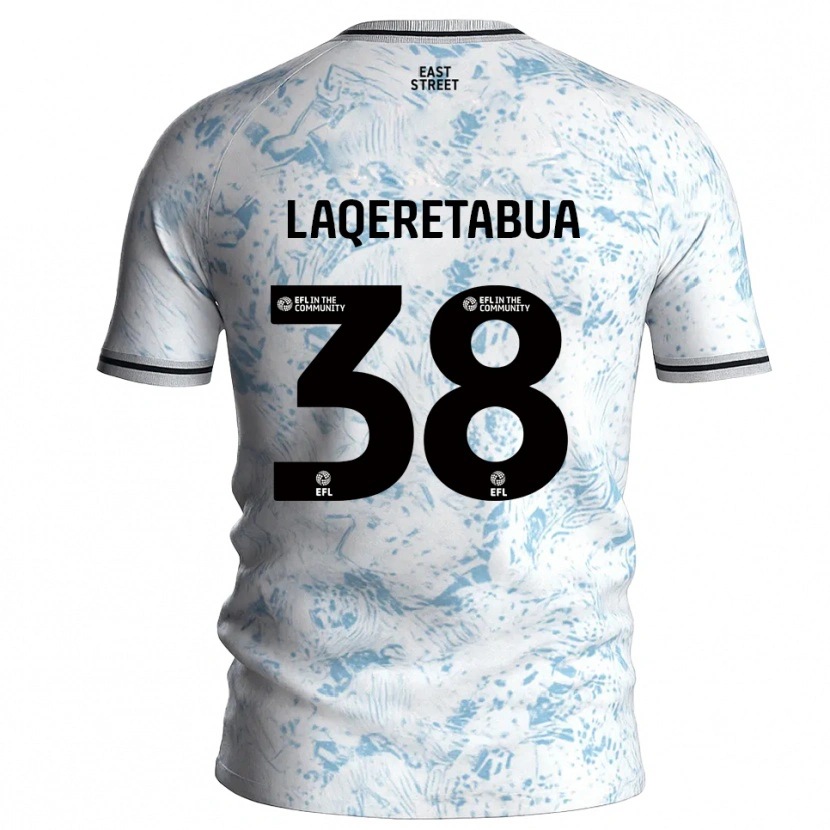 Danxen Dames Josh Laqeretabua #38 Wit Hemelsblauw Uitshirt Uittenue 2025/26 T-Shirt