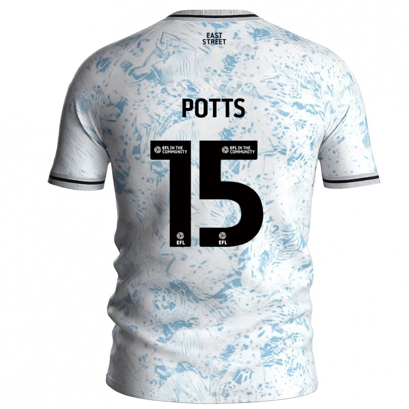 Danxen Dames Dan Potts #15 Wit Hemelsblauw Uitshirt Uittenue 2025/26 T-Shirt