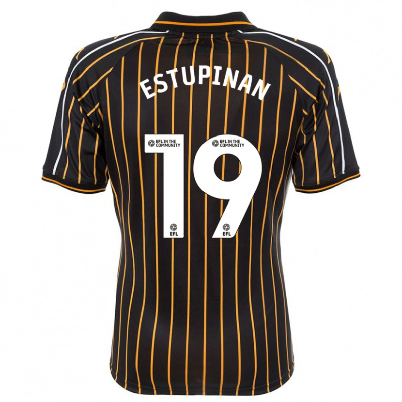 Danxen Dames Óscar Estupiñán #19 Wit Zwart Uitshirt Uittenue 2025/26 T-Shirt