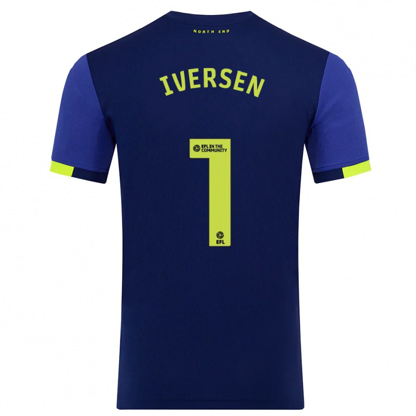 Danxen Dames Daniel Iversen #1 Marine Geel Uitshirt Uittenue 2025/26 T-Shirt