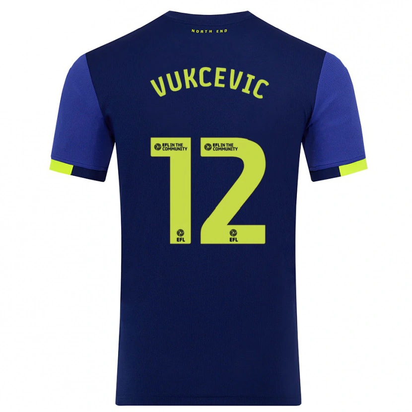 Danxen Dames Andrija Vukcevic #12 Marine Geel Uitshirt Uittenue 2025/26 T-Shirt