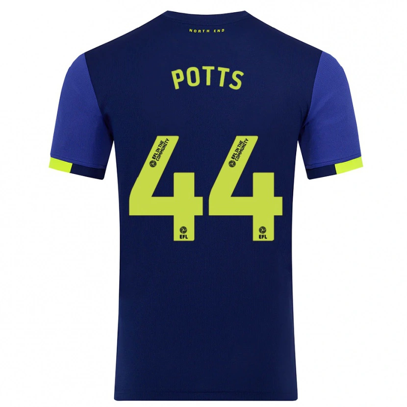 Danxen Dames Brad Potts #44 Marine Geel Uitshirt Uittenue 2025/26 T-Shirt