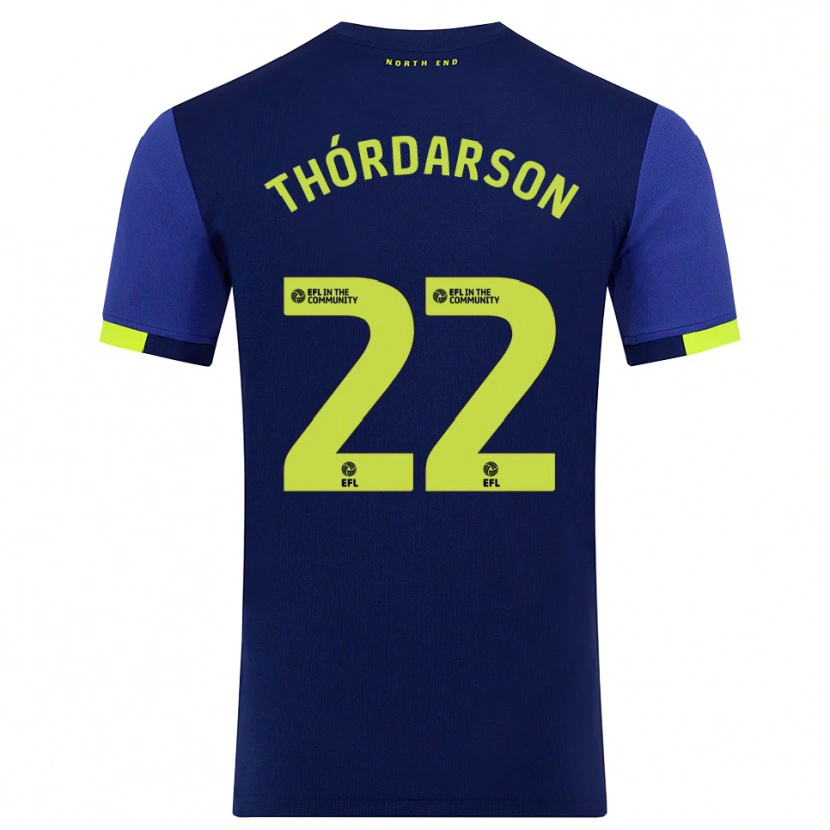Danxen Dames Stefán Teitur Thórdarson #22 Marine Geel Uitshirt Uittenue 2025/26 T-Shirt