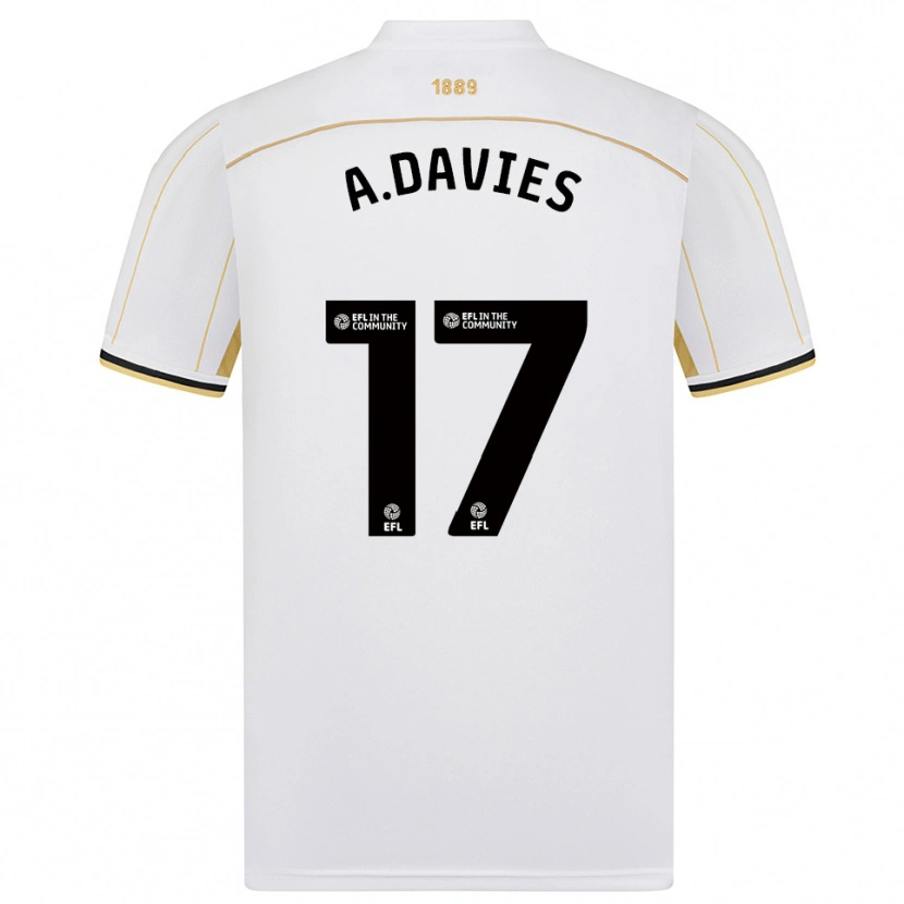 Danxen Dames Adam Davies #17 Wit Goud Uitshirt Uittenue 2025/26 T-Shirt