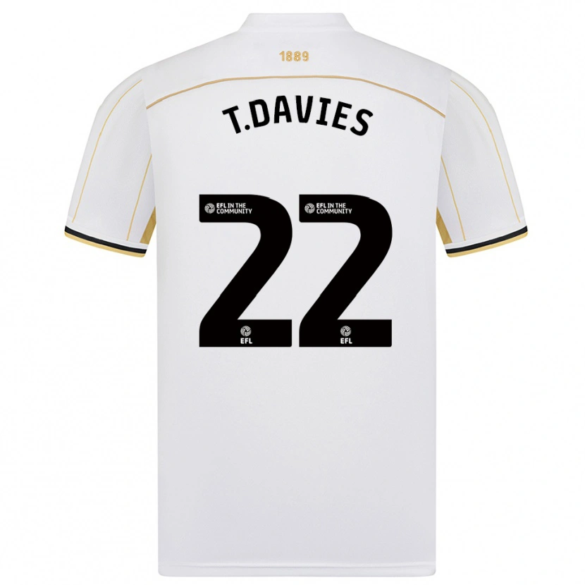 Danxen Dames Tom Davies #22 Wit Goud Uitshirt Uittenue 2025/26 T-Shirt