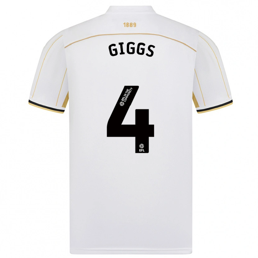 Danxen Dames Zach Giggs #4 Wit Goud Uitshirt Uittenue 2025/26 T-Shirt