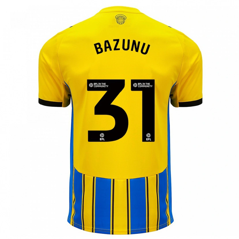 Danxen Dames Gavin Bazunu #31 Blauw Geel Uitshirt Uittenue 2025/26 T-Shirt